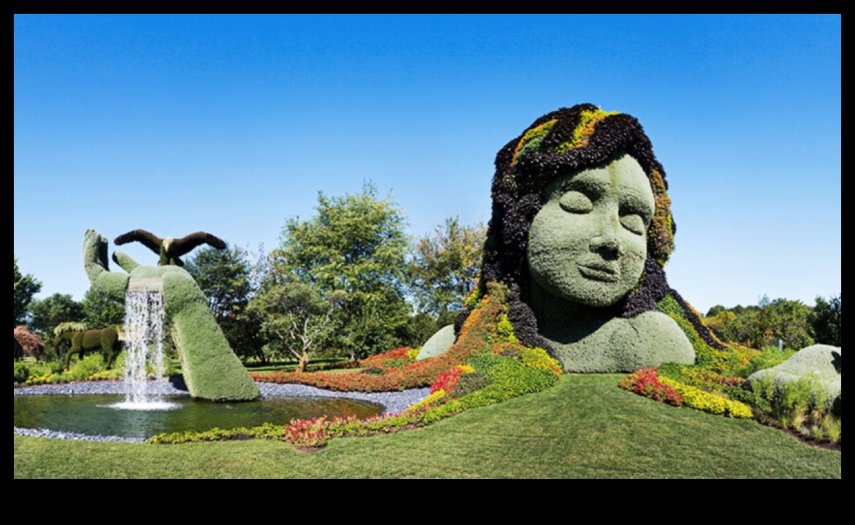 Botāniskais patvērums: pārvietošanās āra skulptūru iegribās