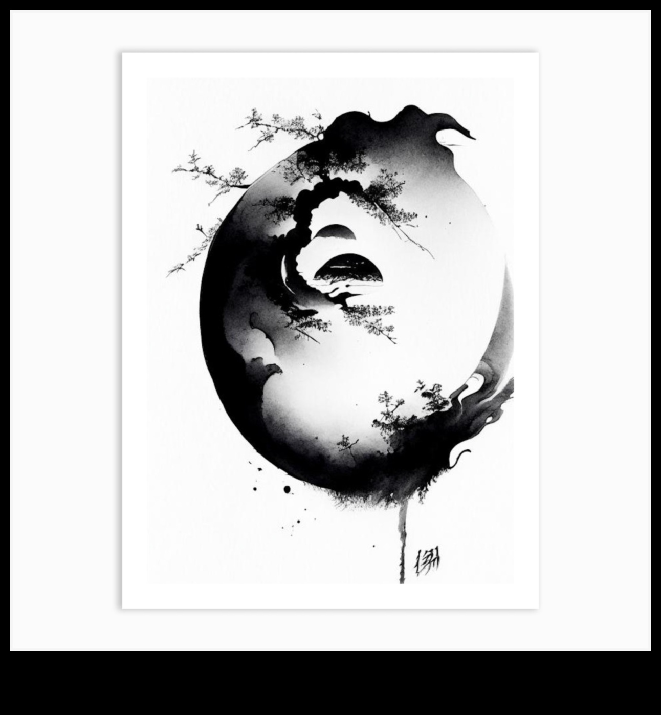 Melnbaltās tintes mākslas iņ un jaņ 5 Melnbaltā harmonija: līdzsvara sasniegšana tintes mākslā