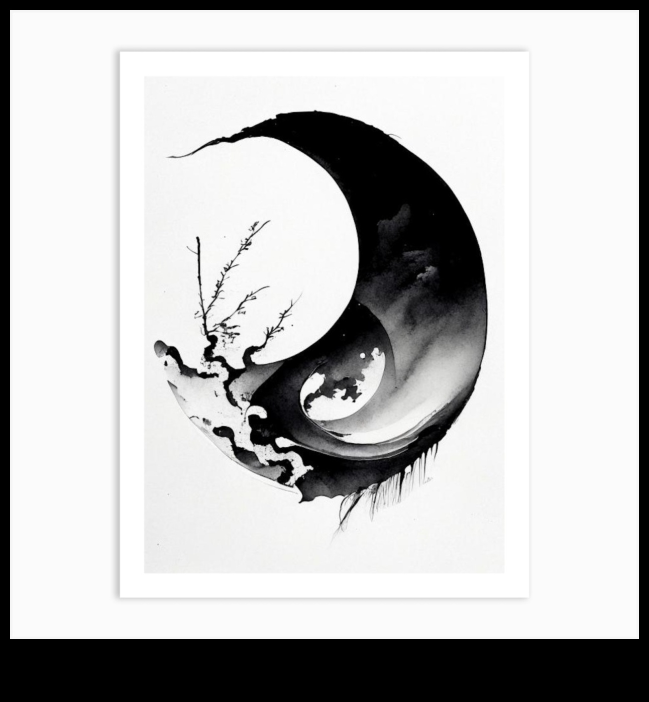 Melnbaltās tintes mākslas Iņ un Jaņ 4 Melnbaltā harmonija: līdzsvara sasniegšana tintes mākslā