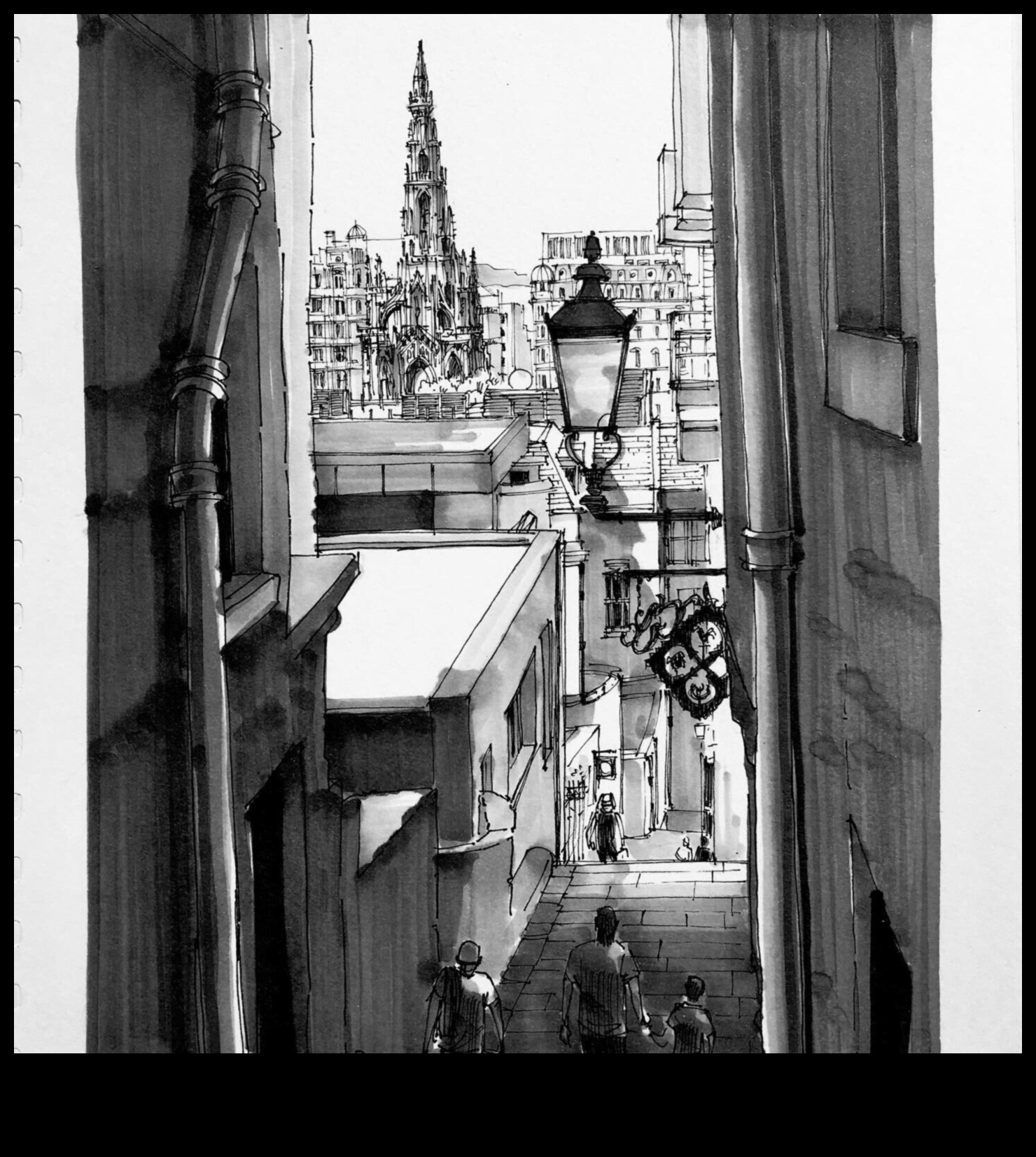 Zīmulis un perspektīvas dziļums pilsētu zīmējumos 6 Zīmulis un perspektīva: dziļuma paušana pilsētu zīmējumos