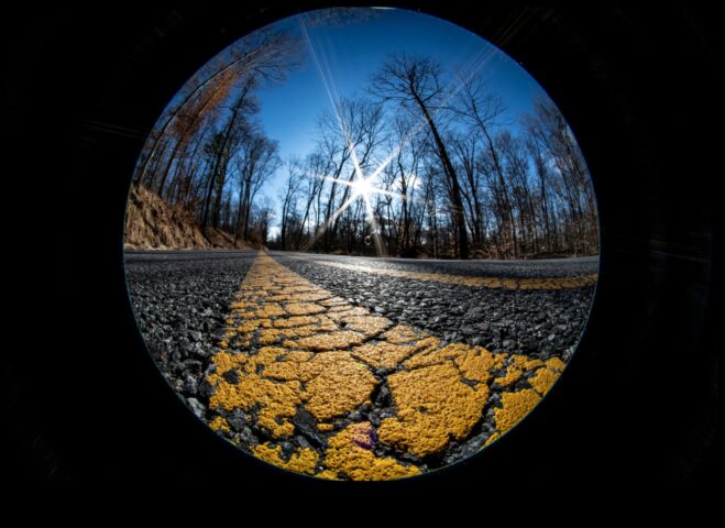 Ainavas laika garumā “zivs acs” objektīvu