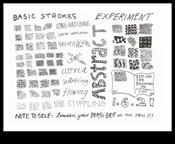 Drosmīgi triepieni Tintes zīmēšanas metode