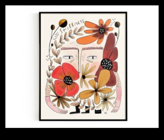 Klusums ziedēšanas gaitā Ziedu kompozīcijas pie papīra