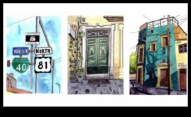 Pilsētas skiču dienasgrāmata, ar kuru dokumentētas standarta pilsētas ainas