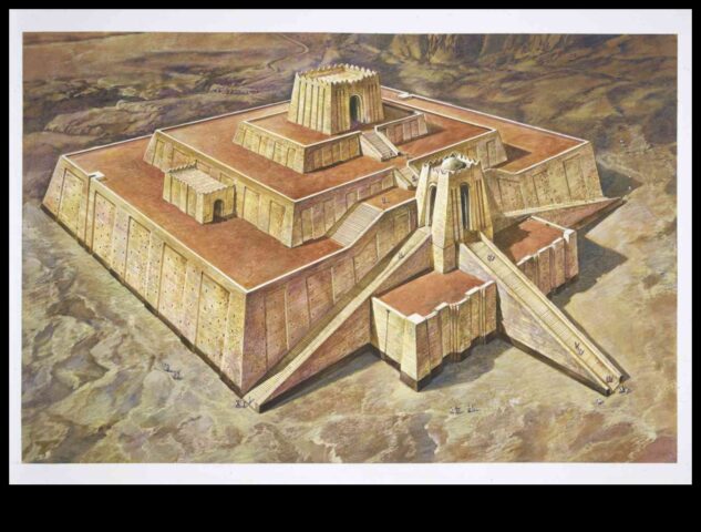 Ziggurat Zeniths debesu vārti pie Mezopotāmijas dieviem